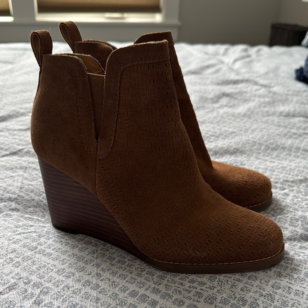 Crown Vintage Brown Wedge Suede Booties